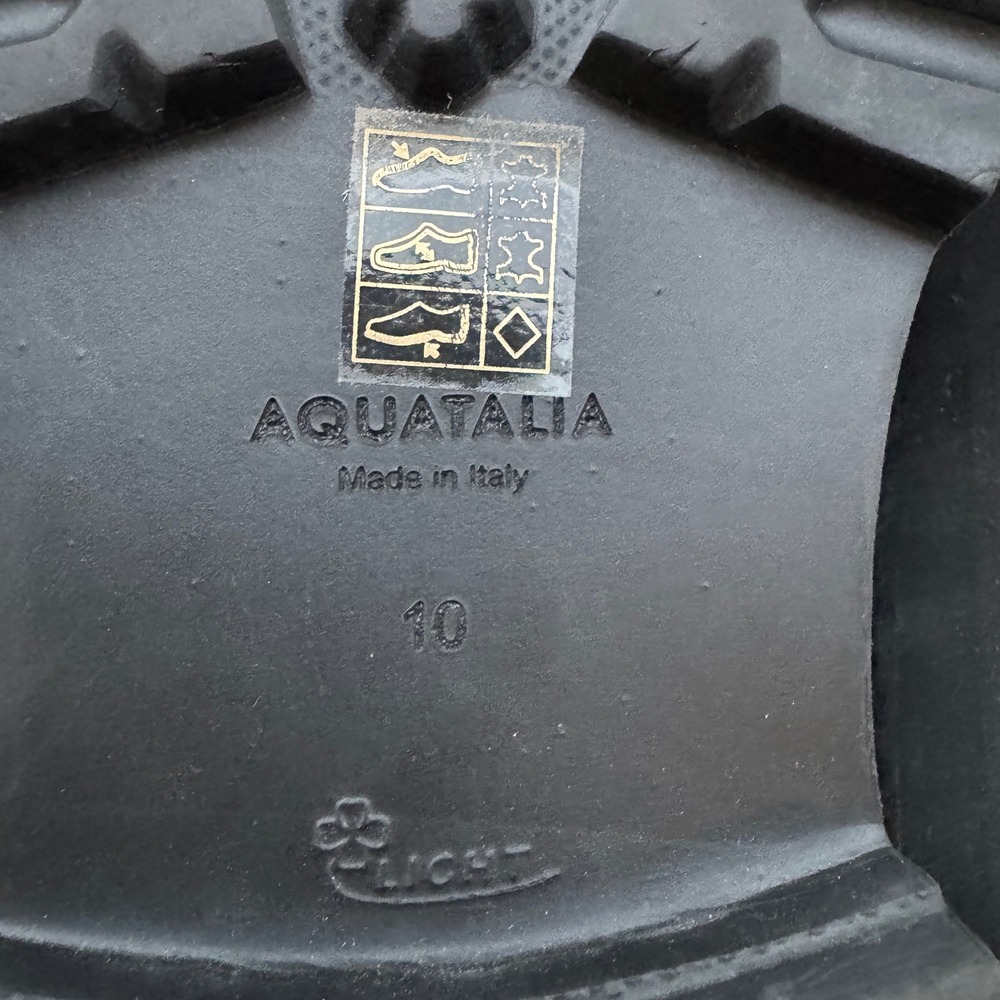 Aquatalia Platform Penny Loafers 10 Black Leather Chunky Lug Sole Waterproof y2k - Picture 3 of 11